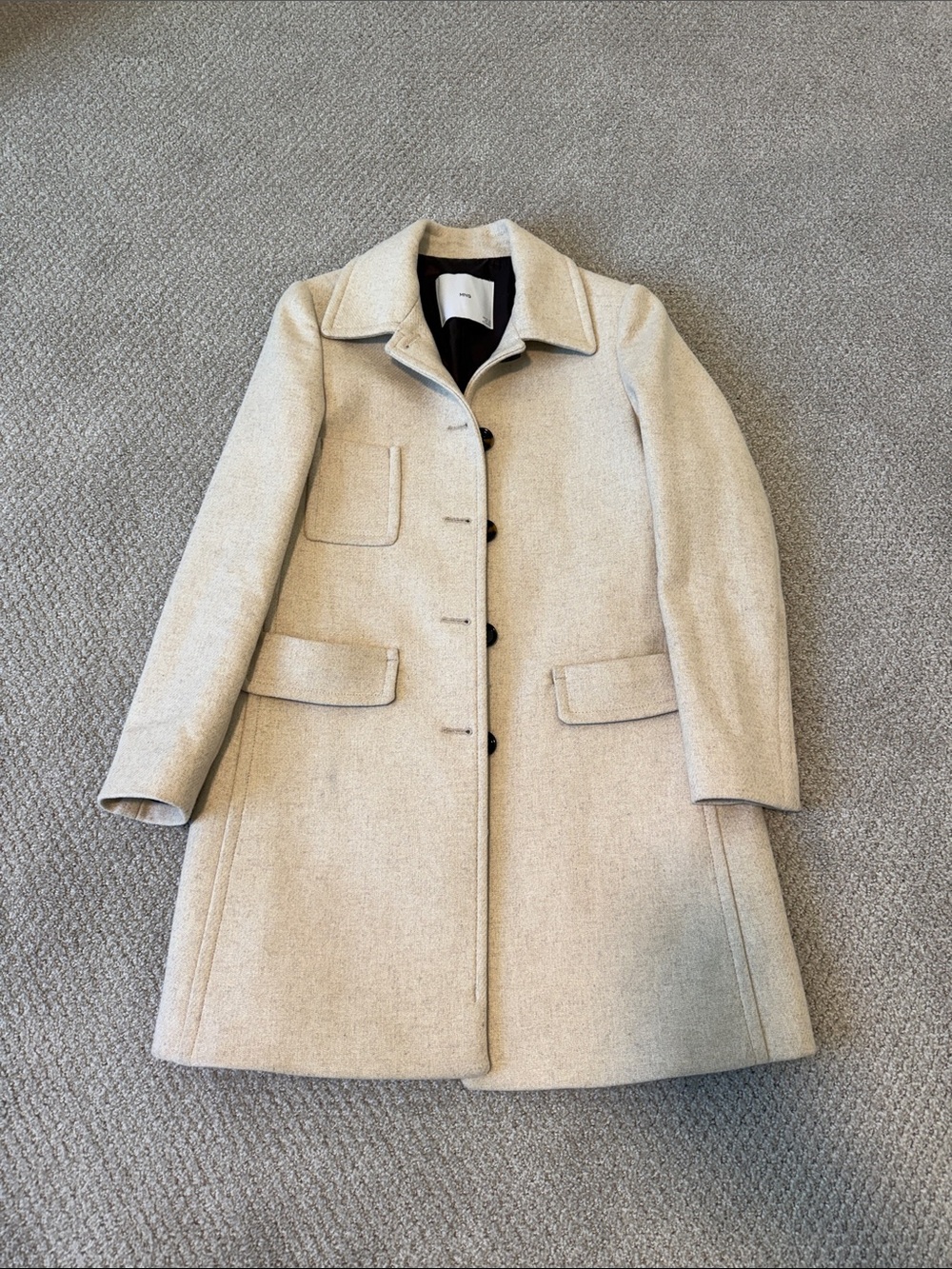 Mango Cream Wool-Blend Pea Coat